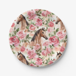 ウズピンクかわいらしローゼスフローラ誕生日 ペーパープレート