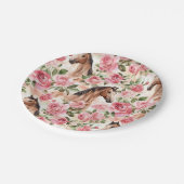 ウズピンクかわいらしローゼスフローラ誕生日 ペーパープレート (アングル)