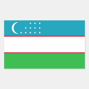 ウズベキスタンかウズベク語またはUzbekistaniの旗 長方形シール