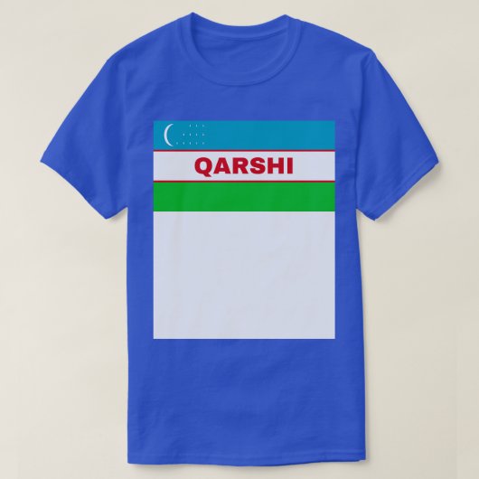 ウズベキスタンのカーシ国旗 Tシャツ (デザイン正面)