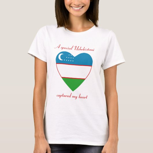 ウズベキスタンの国旗スイートハートTシャツ Tシャツ (正面)