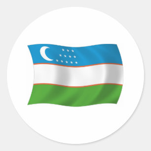 ウズベキスタンの国旗ステッカー ラウンドシール
