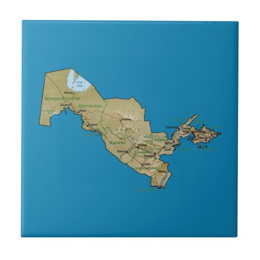 ウズベキスタンの地図のタイル タイル (正面)