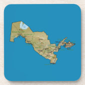 ウズベキスタンの地図コースター コースター (正面)