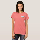 ウズベキスタンの旗と地図Tシャツ Tシャツ (正面フル)