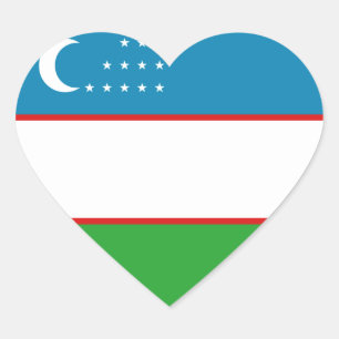 ウズベキスタンの旗のハートのステッカー ハートシール