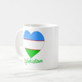 ウズベキスタンの旗のハート コーヒーマグカップ (正面左)