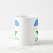 ウズベキスタンの旗のハート コーヒーマグカップ (中央)