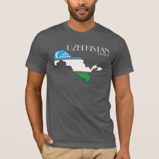 ウズベキスタンの旗の地図のワイシャツ Tシャツ