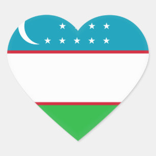 ウズベキスタンの旗 ハートシール