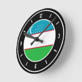 ウズベキスタンエレガント国旗 ラウンド壁時計 (傾斜)