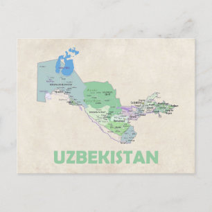 ウズベキスタン国地図はがき ポストカード