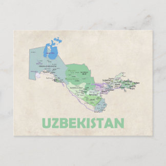 ウズベキスタン国地図はがき ポストカード