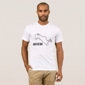 ウズベキスタン国地図ライン形状ウズベク境界 Tシャツ (正面フル)