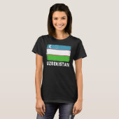 ウズベキスタン国旗のサポートウズベク人女性男性 Tシャツ (正面フル)