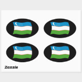ウズベキスタン国旗のシール 楕円形シール (シート)