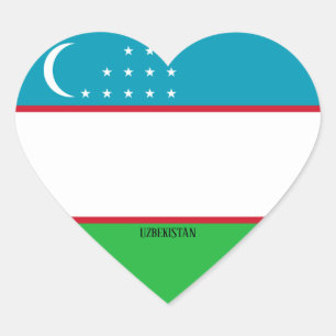 ウズベキスタン国旗の愛国心 ハートシール