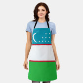 ウズベキスタン国旗 エプロン (着用した状態)