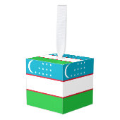 ウズベキスタン国旗 キューブオーナメント (正面アングル)