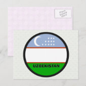 ウズベキスタン国旗 ラウンドエンブレム 高品質 ポストカード (正面/裏面)