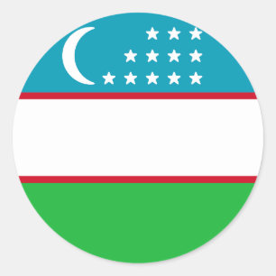 ウズベキスタン国旗 ラウンドシール