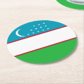 ウズベキスタン国旗 ラウンドペーパーコースター (アングル)