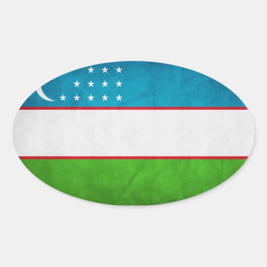 ウズベキスタン国旗 楕円形シール (正面)
