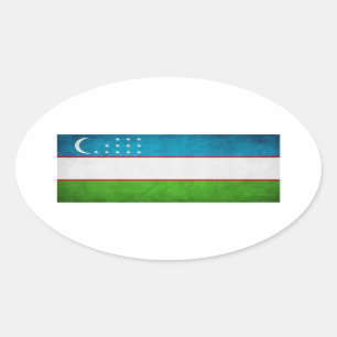ウズベキスタン国旗 楕円形シール