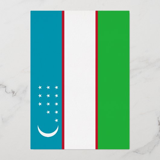 ウズベキスタン国旗 箔招待状 (正面)