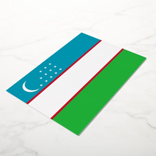 ウズベキスタン国旗 箔招待状 (回転した状態)