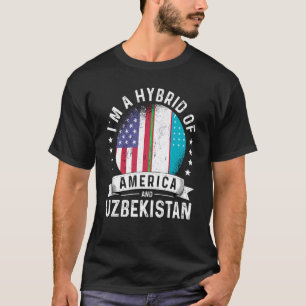 ウズベキスタン系アメリカ人パトリオット国旗のユーモア Tシャツ