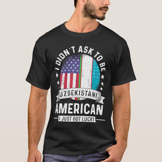 ウズベキスタン系アメリカ人パトリオット製ユーモア国旗 Tシャツ (正面)