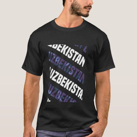 ウズベキスタン迷彩柄パターンパープルカモフラージュ Tシャツ (正面)