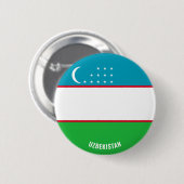 ウズベキスタン魅力的国旗のボタン 缶バッジ (正面&裏面)