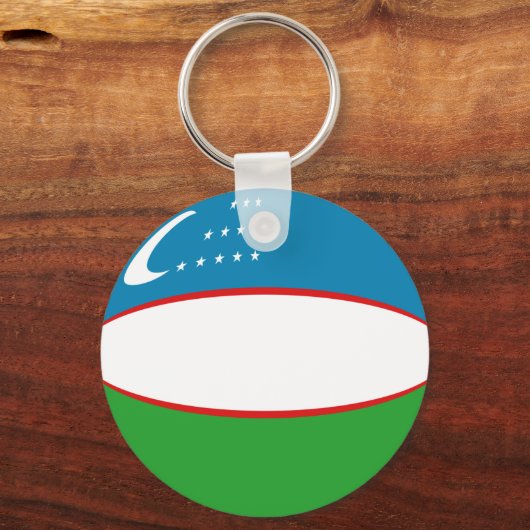 ウズベキスタン魚類国旗のキーチェーン キーホルダー (正面)
