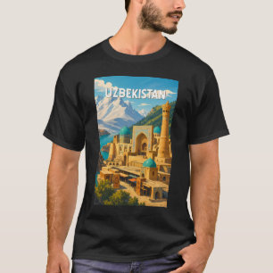 ウズベキスタン イラスト 旅行 アート ヴィンテージ Tシャツ