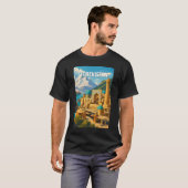 ウズベキスタン イラスト 旅行 アート ヴィンテージ Tシャツ (正面フル)