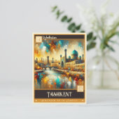 ウズベキスタン,タシケント |ヴィンテージ絵画ー ポストカード (スタンド正面)