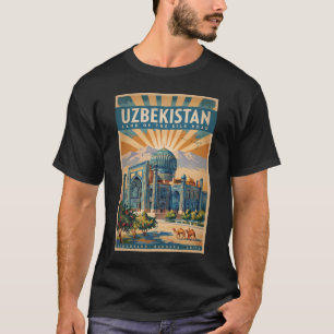 ウズベキスタン ラクダ イラスト 旅行 アート ヴィンテージ Tシャツ