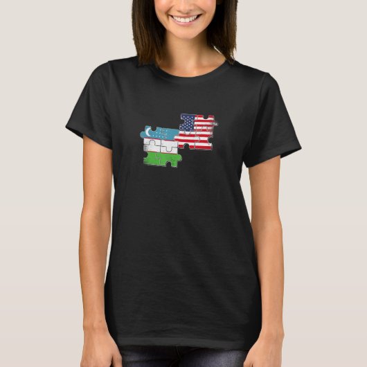 ウズベキスタンUSAウズベク国旗 Tシャツ (正面)