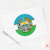 ウズベク国旗と州エンブレム、ウズベキスタン国旗 ラウンドシール (封筒)