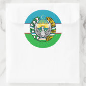 ウズベク国旗と州エンブレム、ウズベキスタン国旗 ラウンドシール (バッグ)