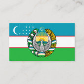 ウズベク国旗と州エンブレム、ウズベキスタン国旗 名刺 (正面)