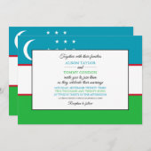 ウズベク国旗、ウズベキスタン結婚国旗 招待状 (正面/裏面)