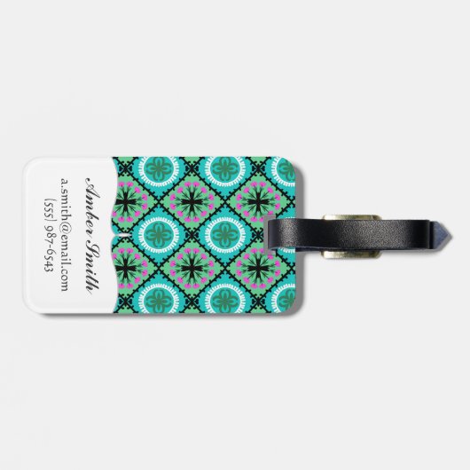 ウズベク族およびカザフスタン人のモチーフのSuzaniパターン ラゲッジタグ (裏面横)