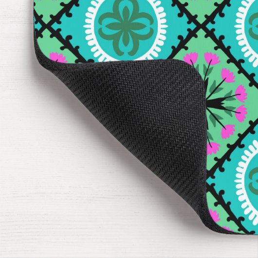 ウズベク語とカザフ語のモチフ語を含むスザニ文様 マウスパッド (コーナー)