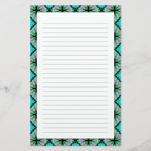 ウズベク語とカザフ語のモチーフを持つスザニの文様 便箋 (正面)