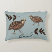 ウズラおよび小枝のアクセントの枕 アクセントクッション (正面)