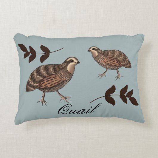 ウズラおよび小枝のアクセントの枕 アクセントクッション (正面)