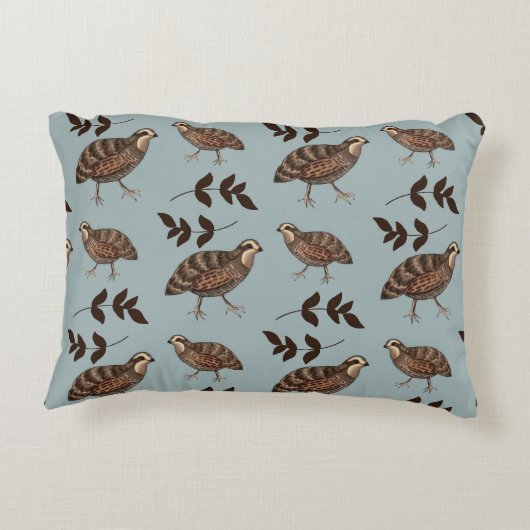 ウズラおよび小枝のアクセントの枕 アクセントクッション (裏面)